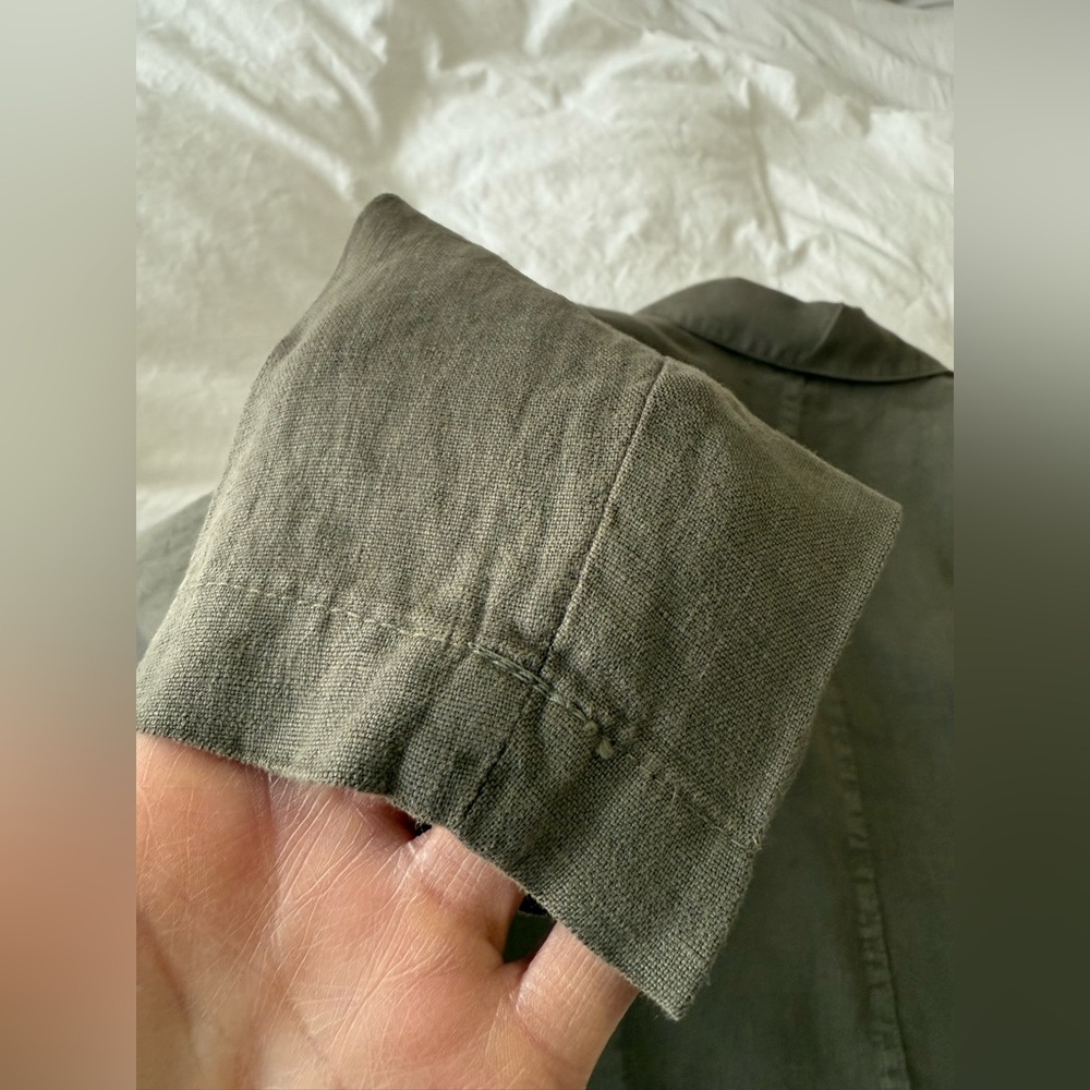 L’AGENCE | SZ Medium | Dolly Olive Green Cropped Military Style Blazer | Linen - Picture 11 of 11